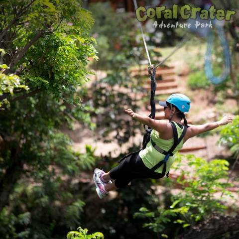 young girl enjoying zipline