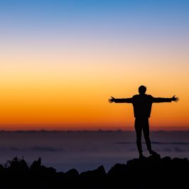 PolyAd - Haleakala Man stretched arms